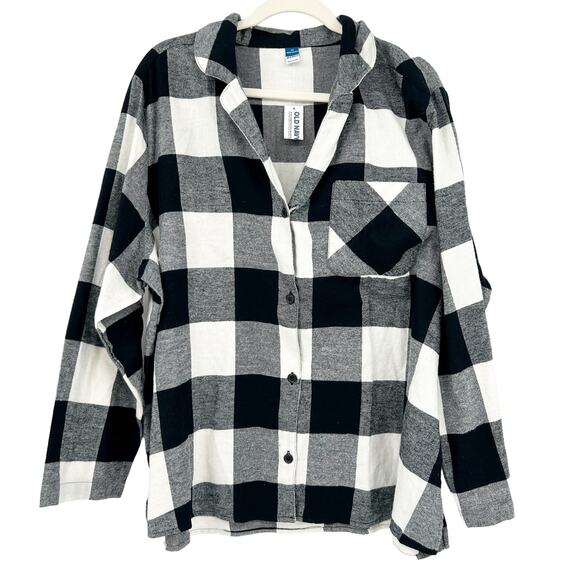 Old Navy Womens Plaid Check Button Front Long Sleeve Flannel Shirt Size 3X - Picture 1 of 6